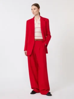 Single-breasted stretch wool blazer - RED