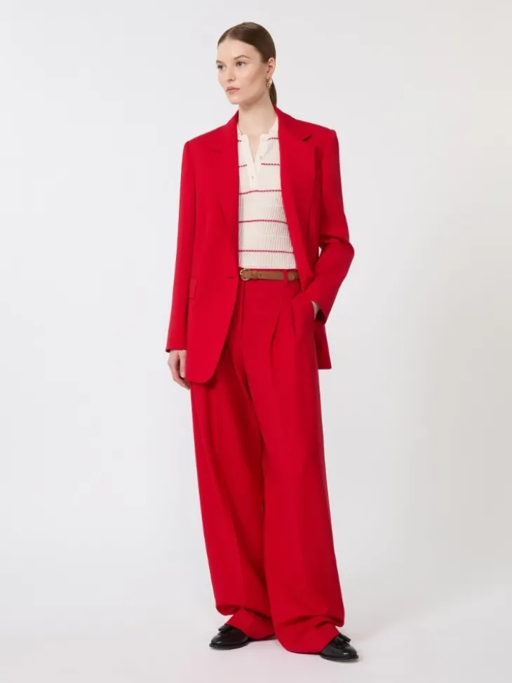 Single-breasted stretch wool blazer - RED