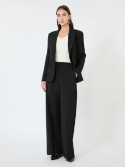 Single-breasted stretch wool blazer - BLACK