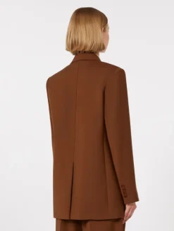 Single-breasted stretch wool blazer - CHOCOLATE