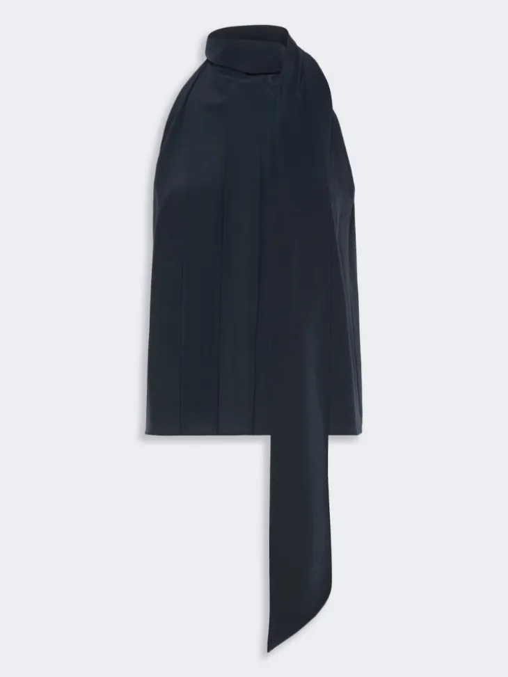 Sleeveless crepe de chine top - ULTRAMARINE