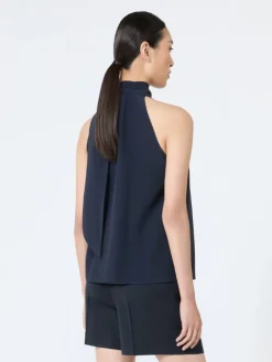 Sleeveless crepe de chine top - ULTRAMARINE