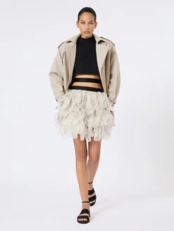 Sleeveless cropped jumper in smooth cotton - BLACK