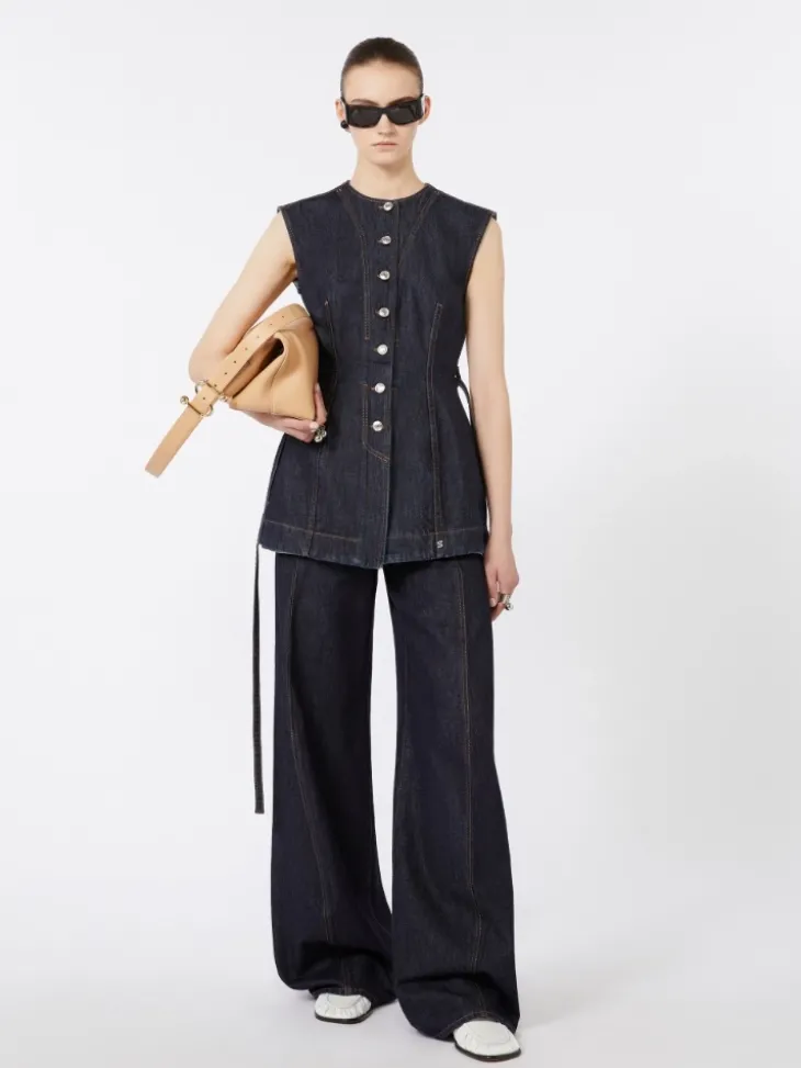 Sleeveless denim top - MIDNIGHTBLUE