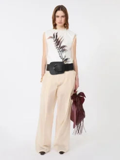 Sleeveless double-layer satin and tulle top - WHITE