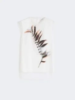Sleeveless double-layer satin and tulle top - WHITE