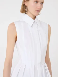 Sleeveless heavy cotton canvas shirt - OPTICAL WHITE