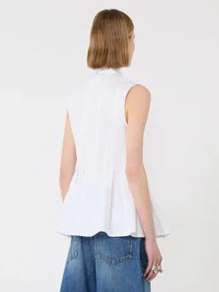 Sleeveless heavy cotton canvas shirt - OPTICAL WHITE