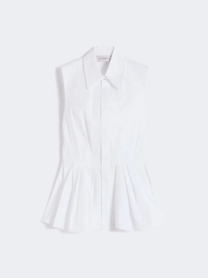 Sleeveless heavy cotton canvas shirt - OPTICAL WHITE
