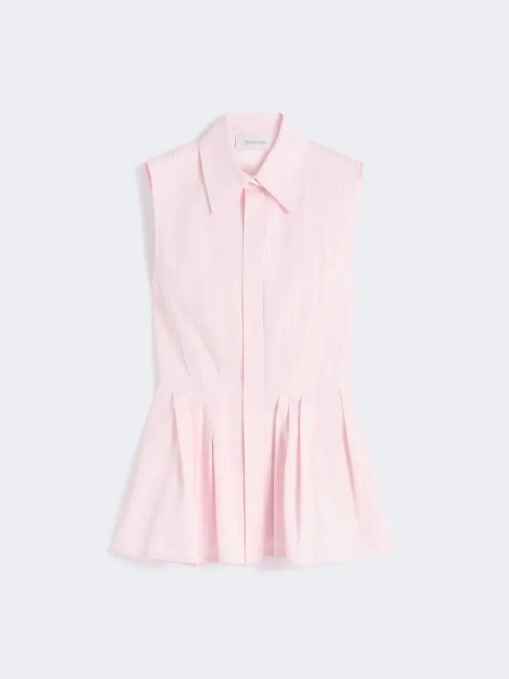 Sleeveless heavy cotton canvas shirt - PINK