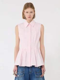 Sleeveless heavy cotton canvas shirt - PINK