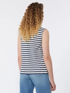 Sleeveless interlock jersey top - NAVY