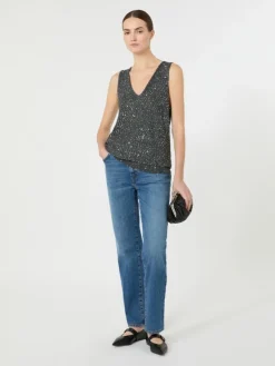 Sleeveless jumper with sequins - DARK GREY