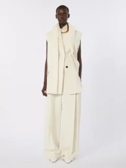 Sleeveless stretch viscose two-piece blazer - IVORY
