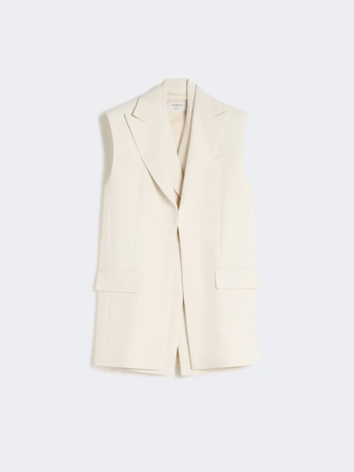 Sleeveless stretch viscose two-piece blazer - IVORY