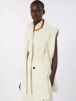 Sleeveless stretch viscose two-piece blazer - IVORY