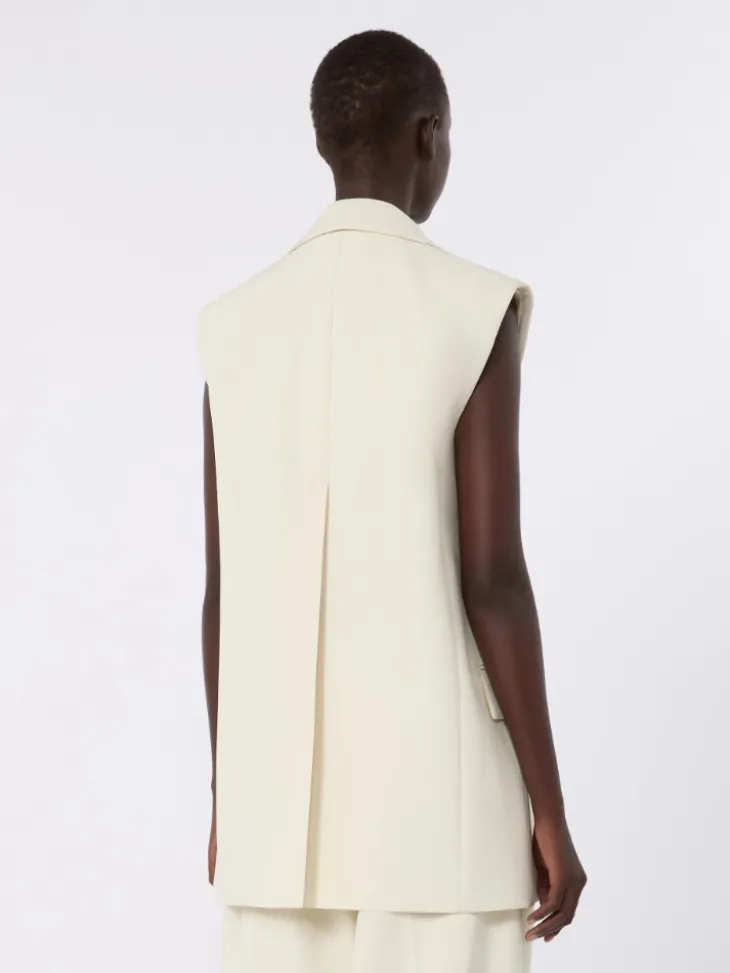 Sleeveless stretch viscose two-piece blazer - IVORY