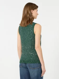 Sleeveless sweater with sequin detail - GREEN