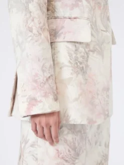Slim-fit blazer in printed organza and gabardine - WHITE