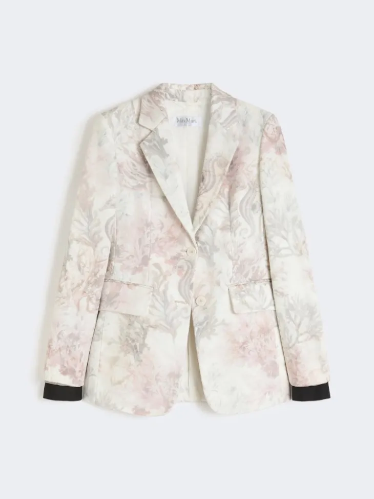 Slim-fit blazer in printed organza and gabardine - WHITE