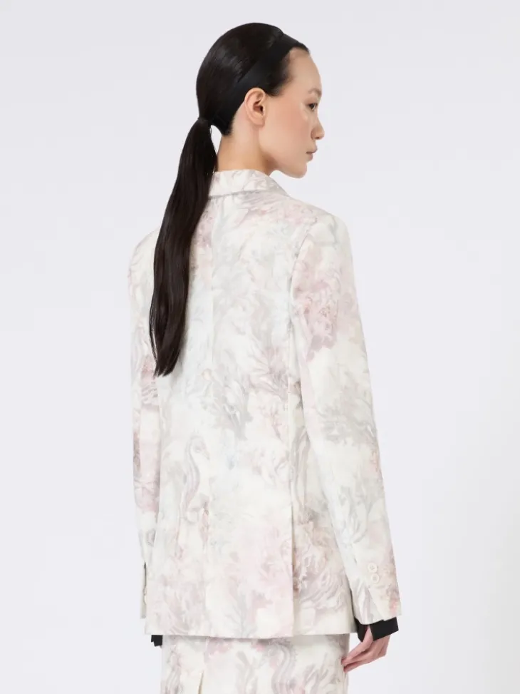 Slim-fit blazer in printed organza and gabardine - WHITE