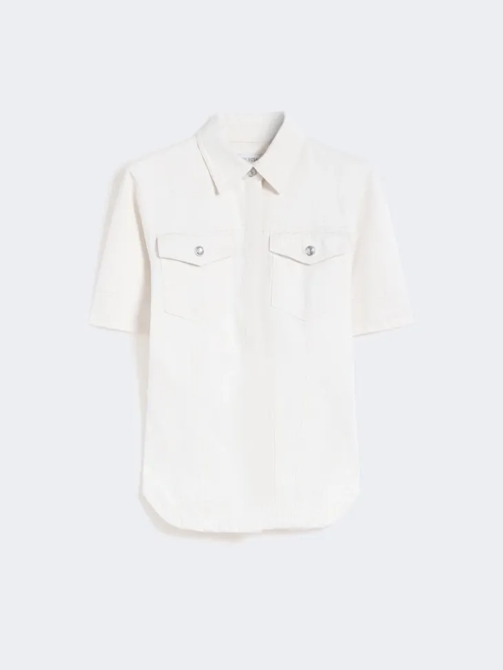 Slim-fit bull denim shirt - BEIGE