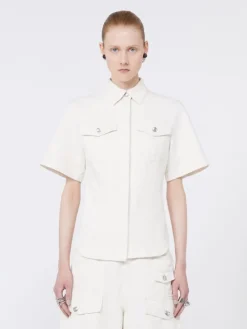 Slim-fit bull denim shirt - BEIGE