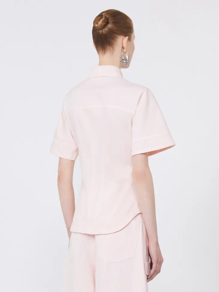 Slim-fit bull denim shirt - PINK