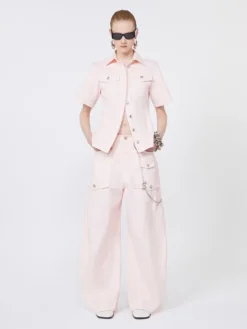 Slim-fit bull denim shirt - PINK