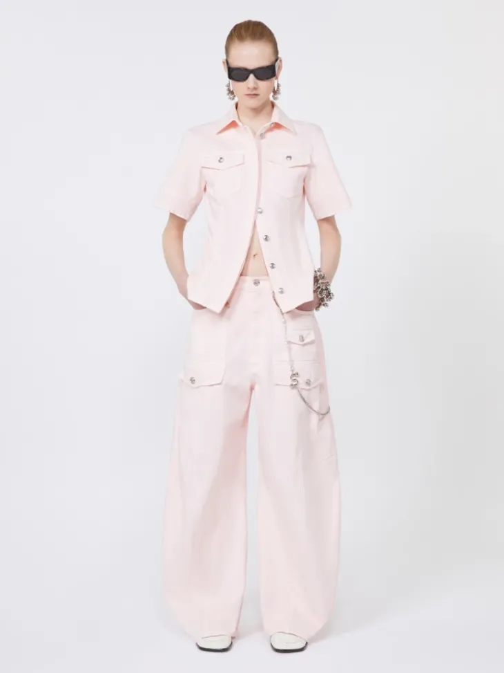 Slim-fit bull denim shirt - PINK