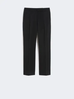 Slim-fit cotton satin trousers - BLACK