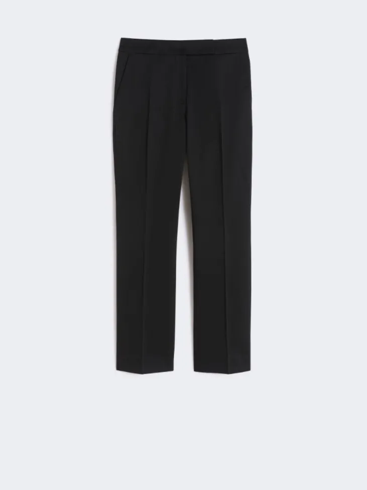 Slim-fit cotton satin trousers - BLACK