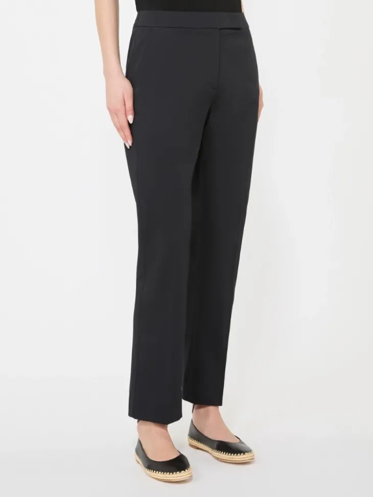 Slim-fit cotton satin trousers - BLACK