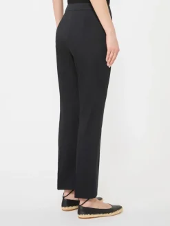 Slim-fit cotton satin trousers - BLACK