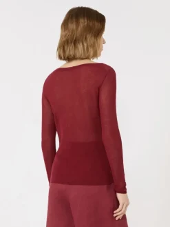 Slim-fit cotton-blend sweater - BRICK RED