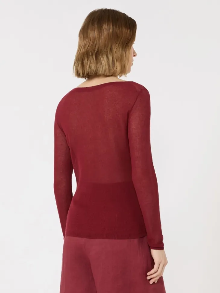 Slim-fit cotton-blend sweater - BRICK RED