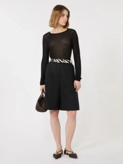 Slim-fit cotton-blend sweater - BLACK