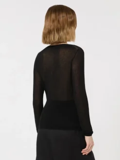 Slim-fit cotton-blend sweater - BLACK
