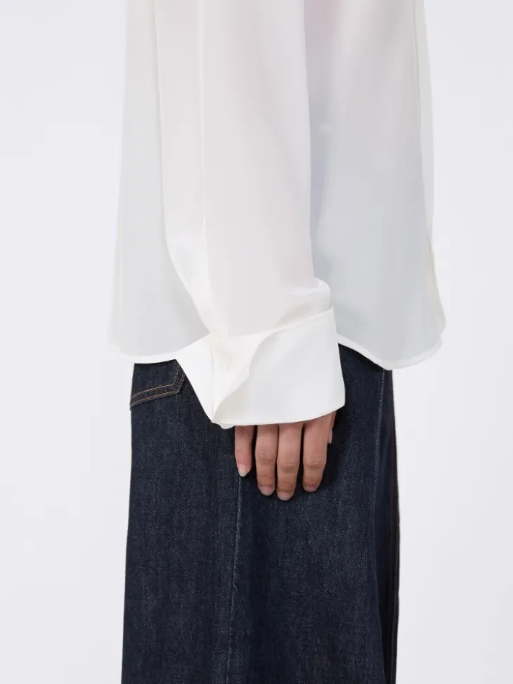 Slim-fit silk shirt - WHITE