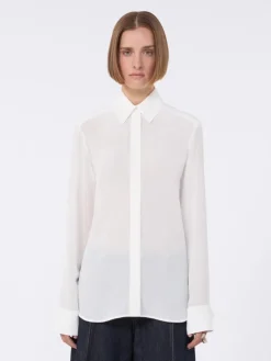 Slim-fit silk shirt - WHITE