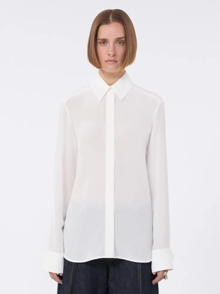 Slim-fit silk shirt - WHITE