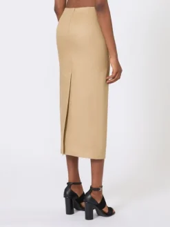 Slim-fit skirt in linen twill - CAMEL