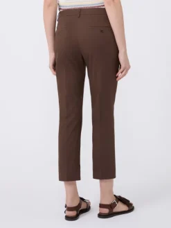 Slim-fit stretch cotton trousers - CHOCOLATE