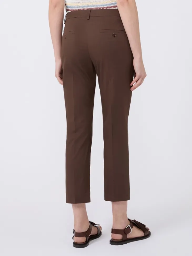 Slim-fit stretch cotton trousers - CHOCOLATE