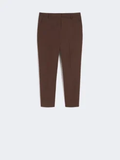 Slim-fit stretch cotton trousers - CHOCOLATE