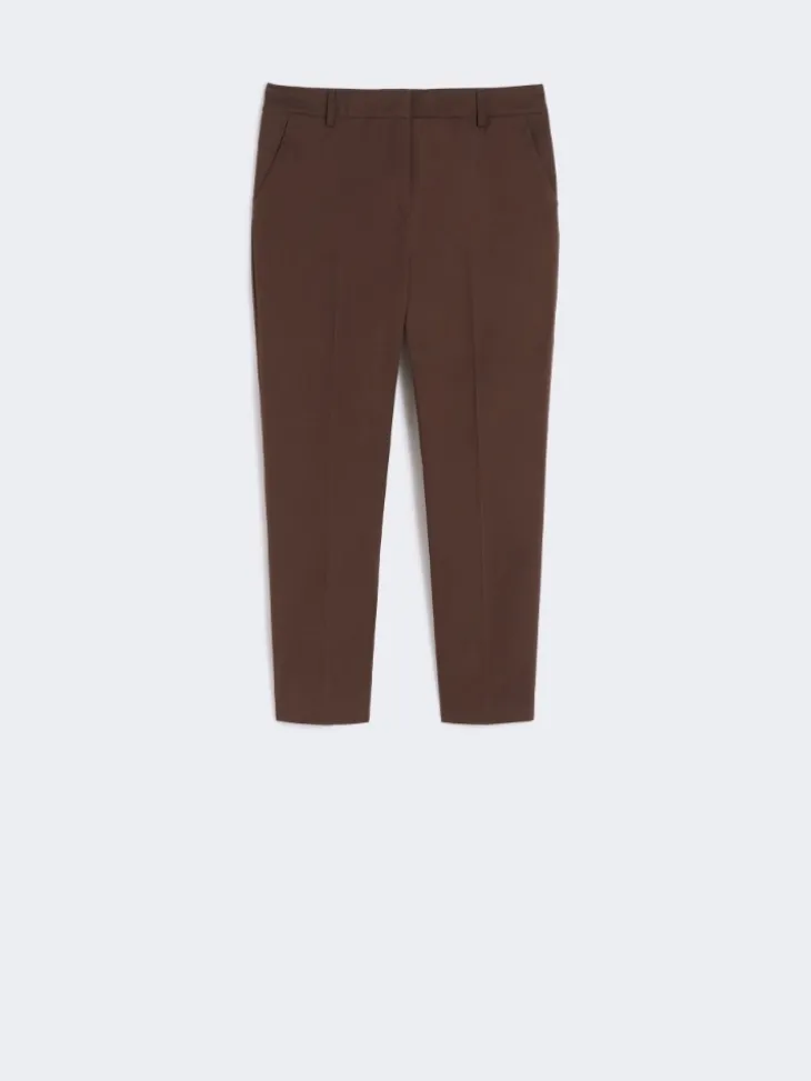 Slim-fit stretch cotton trousers - CHOCOLATE