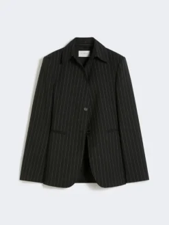 Slim-fit stretch gabardine blazer - BLACK