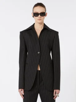 Slim-fit stretch gabardine blazer - BLACK