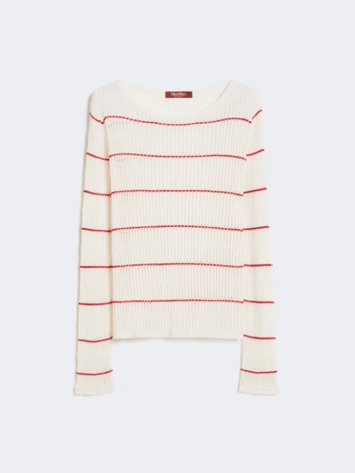 Slim-fit wool and silk sweater - WHITE
