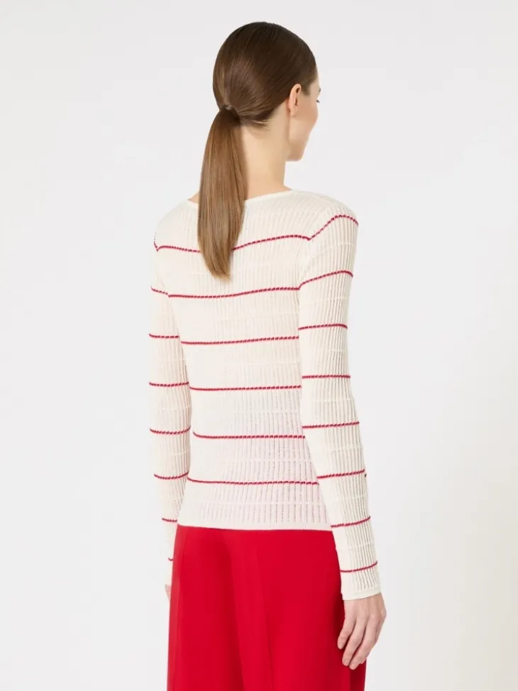 Slim-fit wool and silk sweater - WHITE